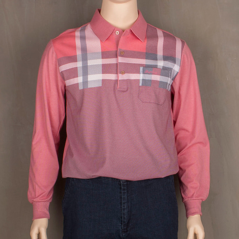 [한장세일]  [봄/가을] 남성 체크 면혼방 긴팔 카라 티셔츠 328 (분홍 100)